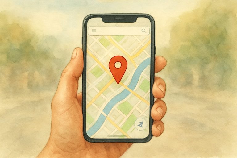 Hand holding phone with Google Maps learning about local SEO in Boston