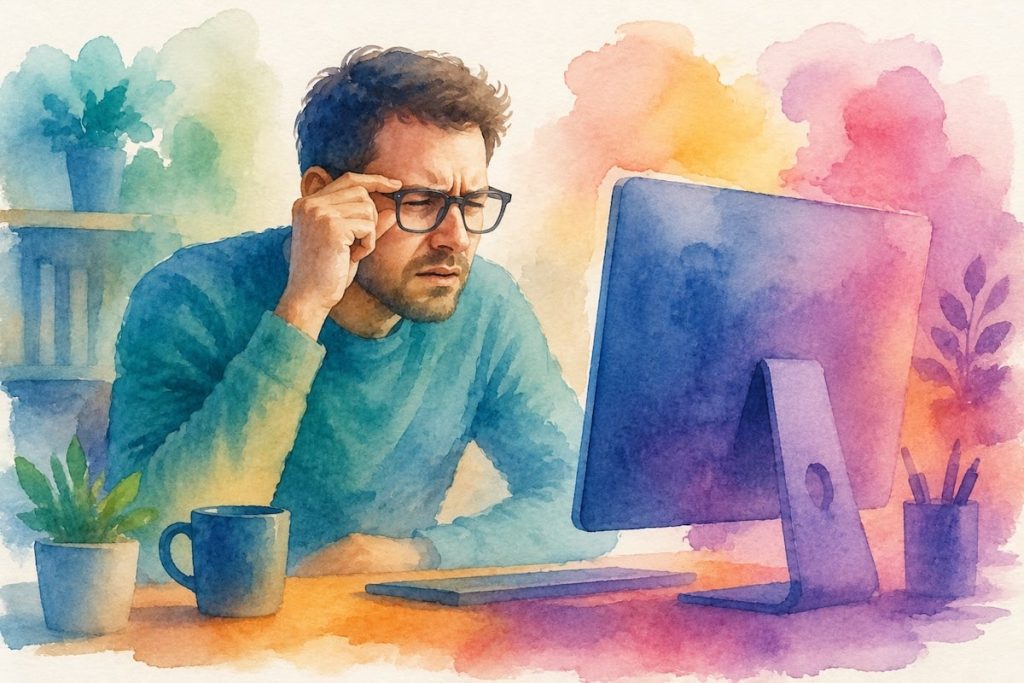 A person having a hard time reading What is thin content in SEO?